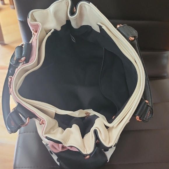 Stylish Polka Dot Handbag - Black and Pink Slightly Used - Picture 3 of 3